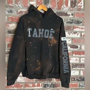 Lake Tahoe California Custom bleach splatter design hoodie. No drawstring.